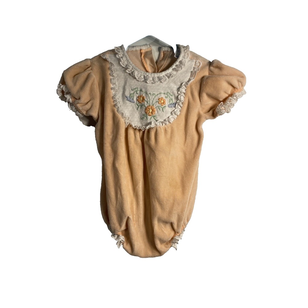 carters baby girls vintage bodysuit size 9 months short sleeve peach